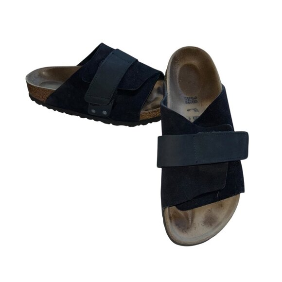 Birkenstock black kyoto nubuck suede sandals 38 8 - Picture 1 of 6